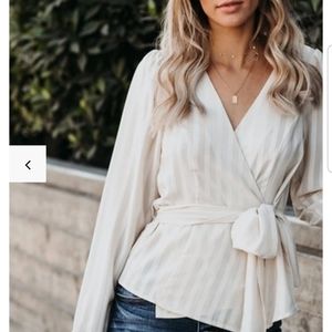 Vici tan wrap blouse